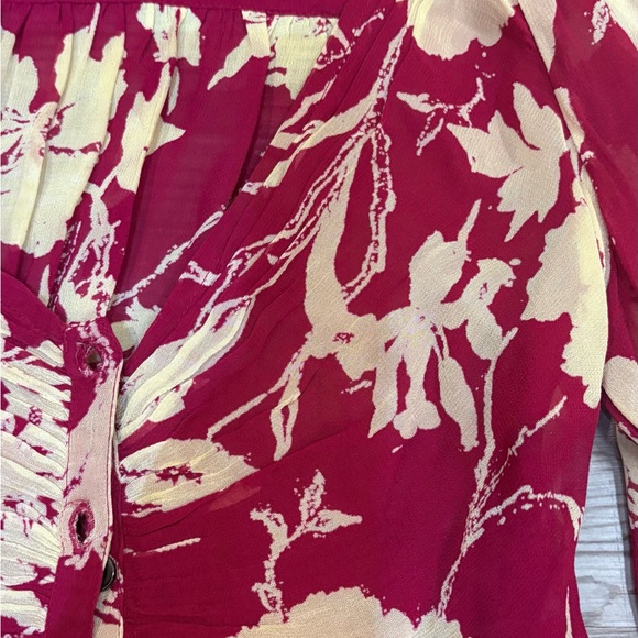 Free People Red and Cream Floral Blouse - Picture 2 of 2